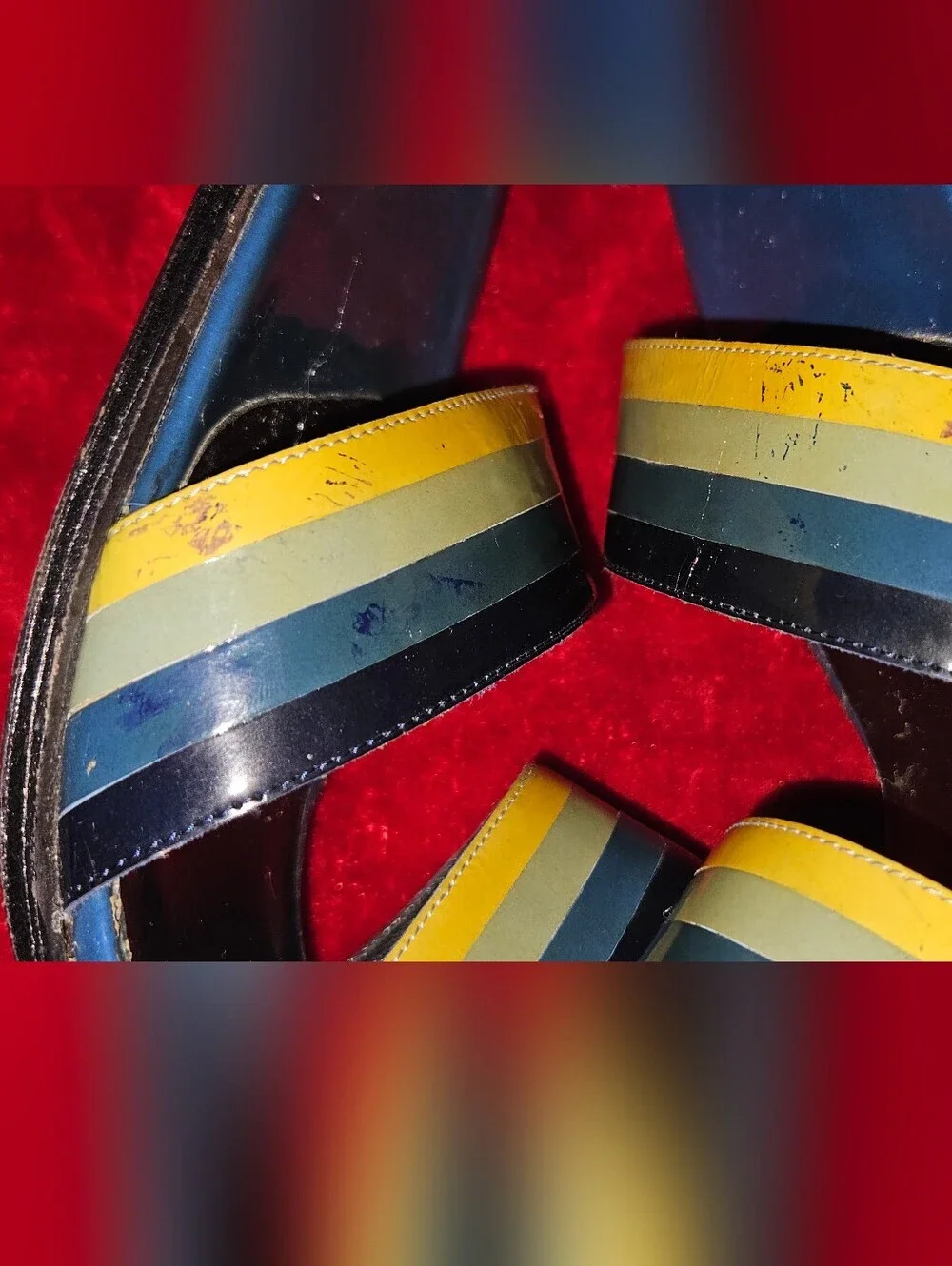 LORAC Made In Italy Multi-Color Striped Block Heel Sandals Size 37/6.5 to 7
